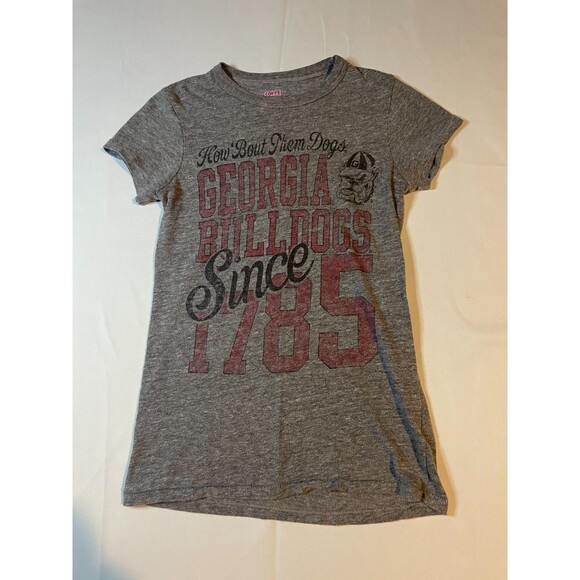 Soffe Georgia Bulldogs Shirt Women Large Gray Graphic Print Short Sleeve Casual - Picture 1 of 4